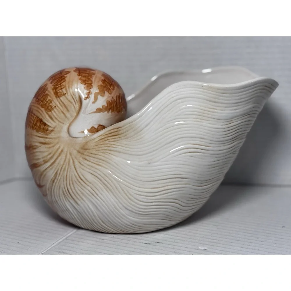 Fitz‎ and Floyd Nautilus Large Coquille Shell Shaped Bowl or Planter Vintage EUC